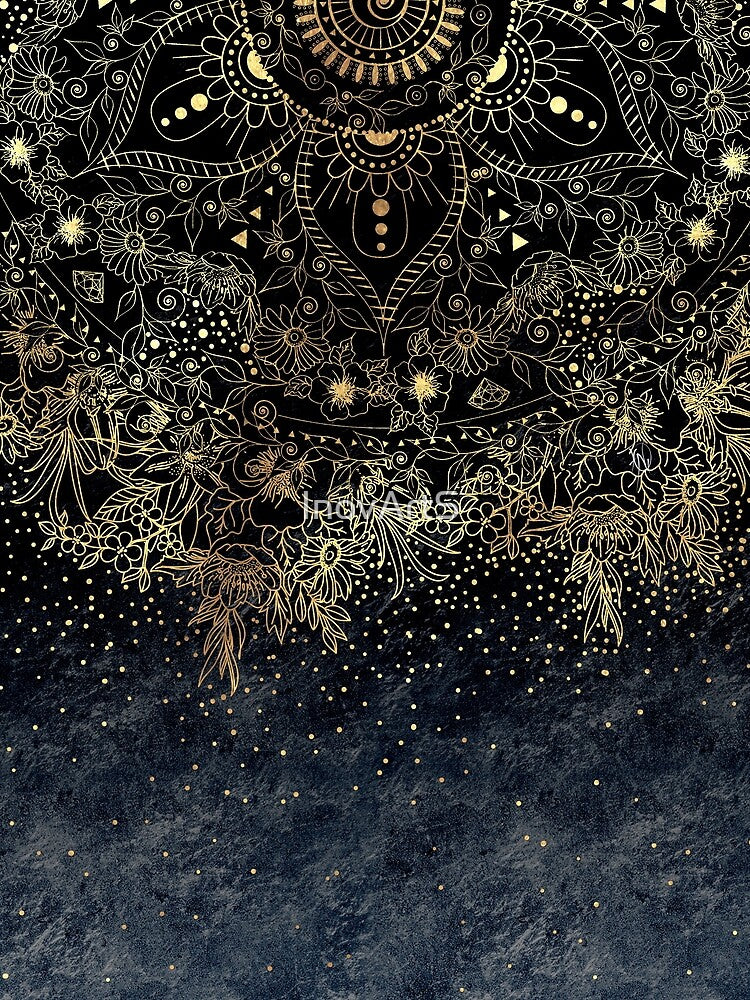 Blue Gold Mandala Floral by InovArtS