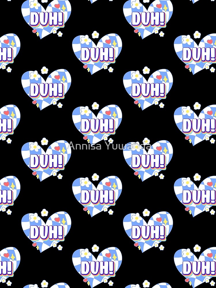 Duh! Retro 90s Y2K Slang Quotes Twisted / Warp Checkered Box Pattern Heart by Annisa Yuwanda