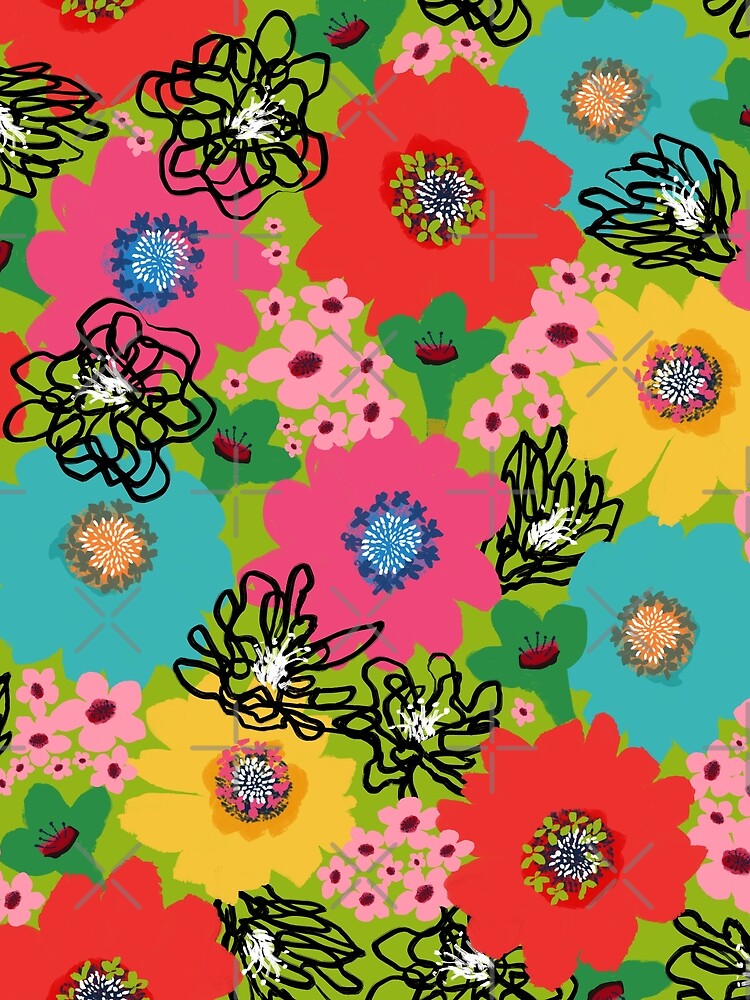 Flower Power – Bright Green by Caroline Wilkie Studio