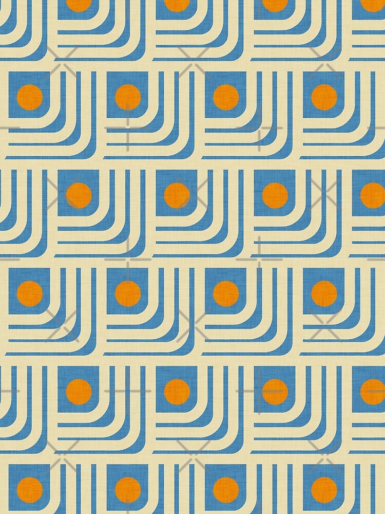 70s Curve Lines Orange Blue by susycosta