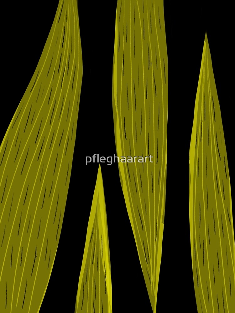 Chartreuse Leaves on Black by pfleghaarart