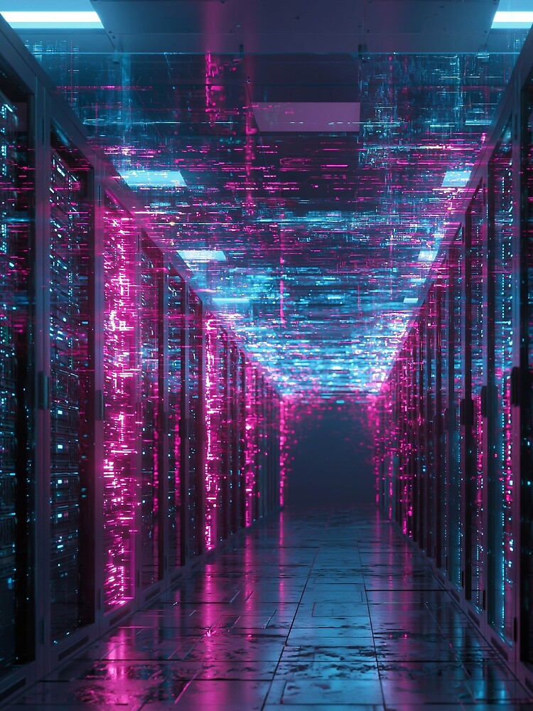 Neon Server Room Cyberpunk Corridor by Visual Foundry