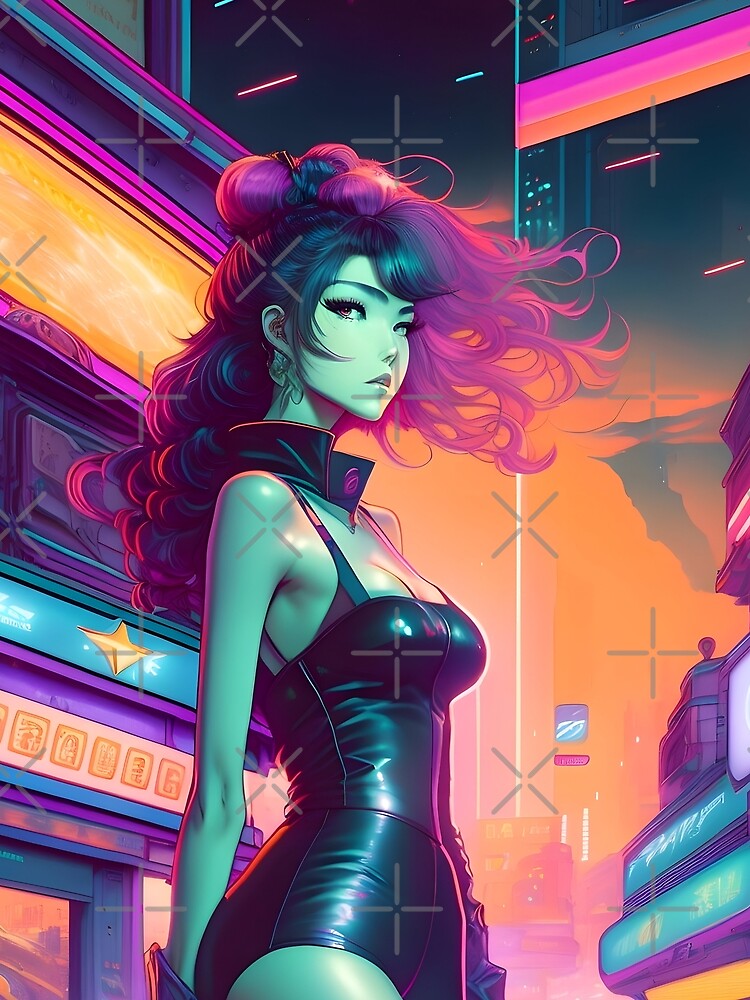 The Night is Young: 90's japanese aesthetic, Anime Girl Portrait/ Cyberpunk by DelMoore93