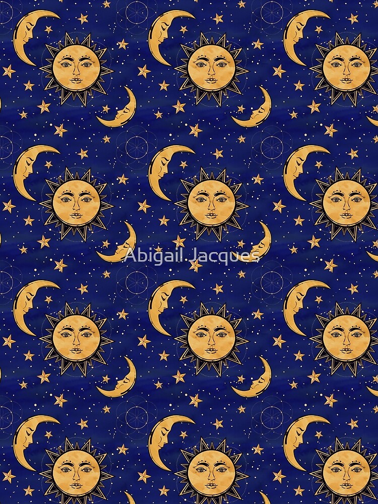 Vintage moon and sun stars celestial by Abigail Jacques