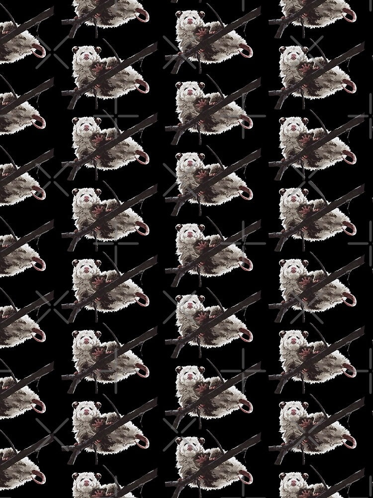 Opossum's butt on a branch pattern, small print black edition by bye-then