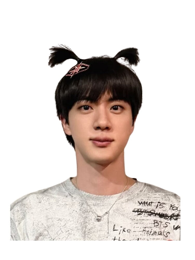 Cute Jin from BTS in pigtails by junkyartist