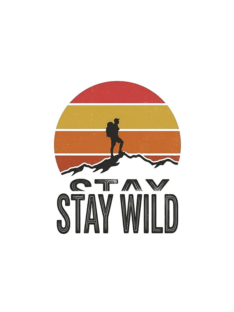 Retro Sunset Hiker Silhouette Stay Wild Graphic by aashcreat