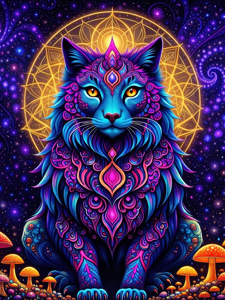 Lab Visions 119: Mandala Cat Neon Psychedelic Cat by The Psychedelic Anarchist