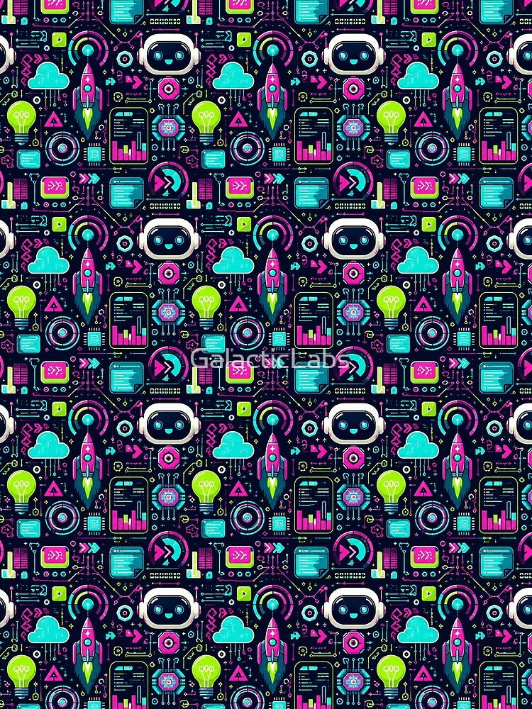 Cute Neon Tech Innovation Pattern by GalacticLabs