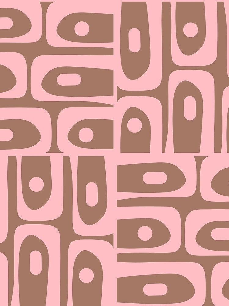 Mid Century Modern Abstract Geometric Piquet Multi Pattern in Mocha Brown and Blush Pink by kierkegaard