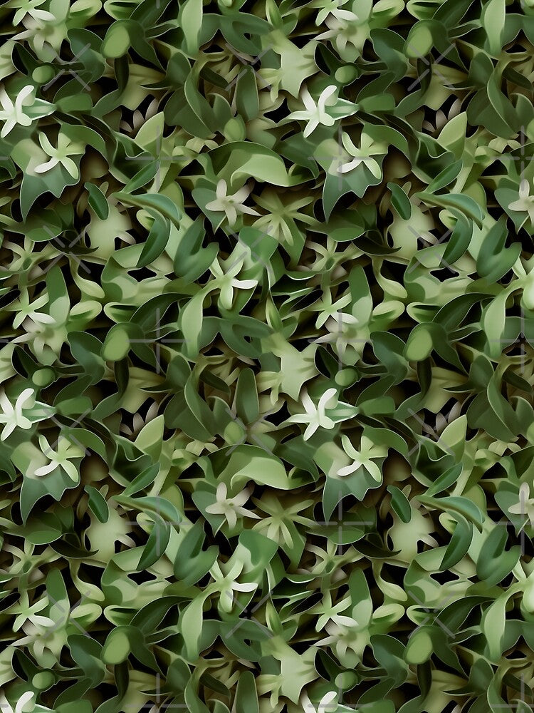 Nature Inspired Camo Scoutcore Pattern Leaves and Green Flowers by heringa