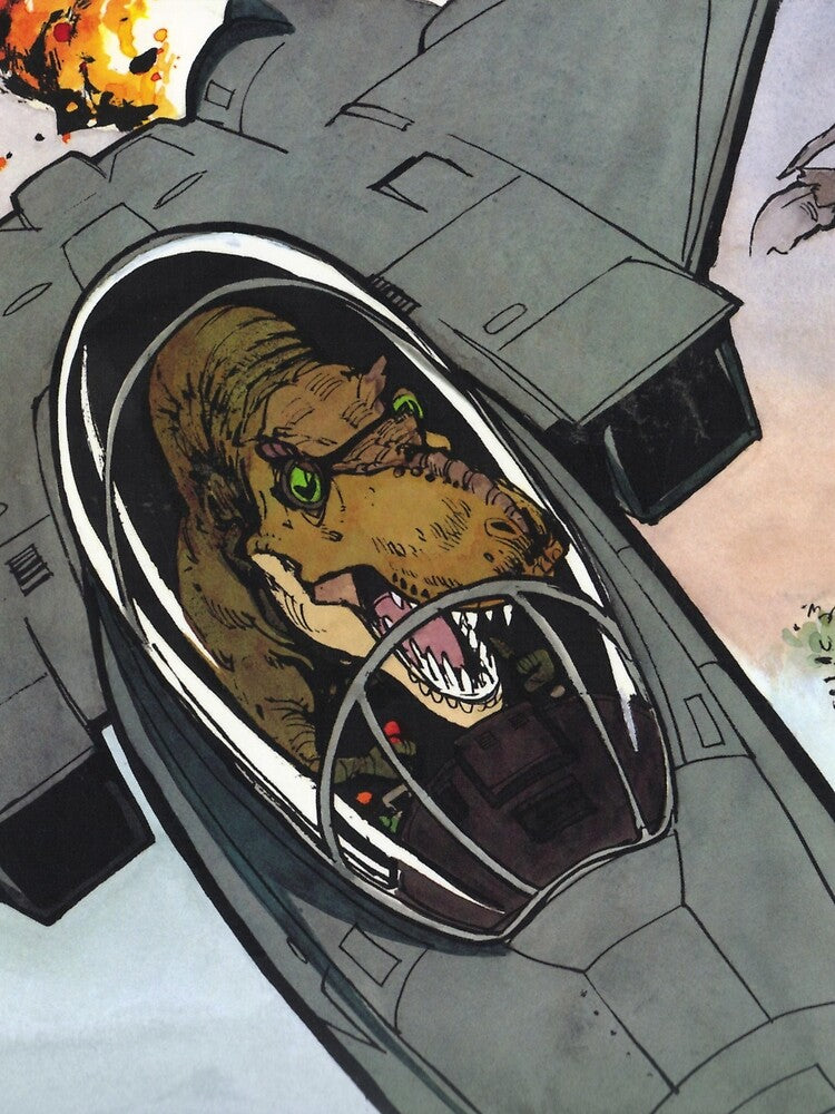 T Rex flying a fighter by SgtAwesomeness