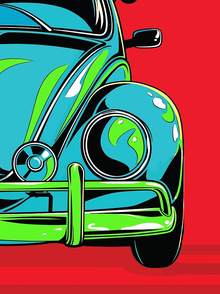 Retro Compact Car Pop Art Illustration by RamyGallery