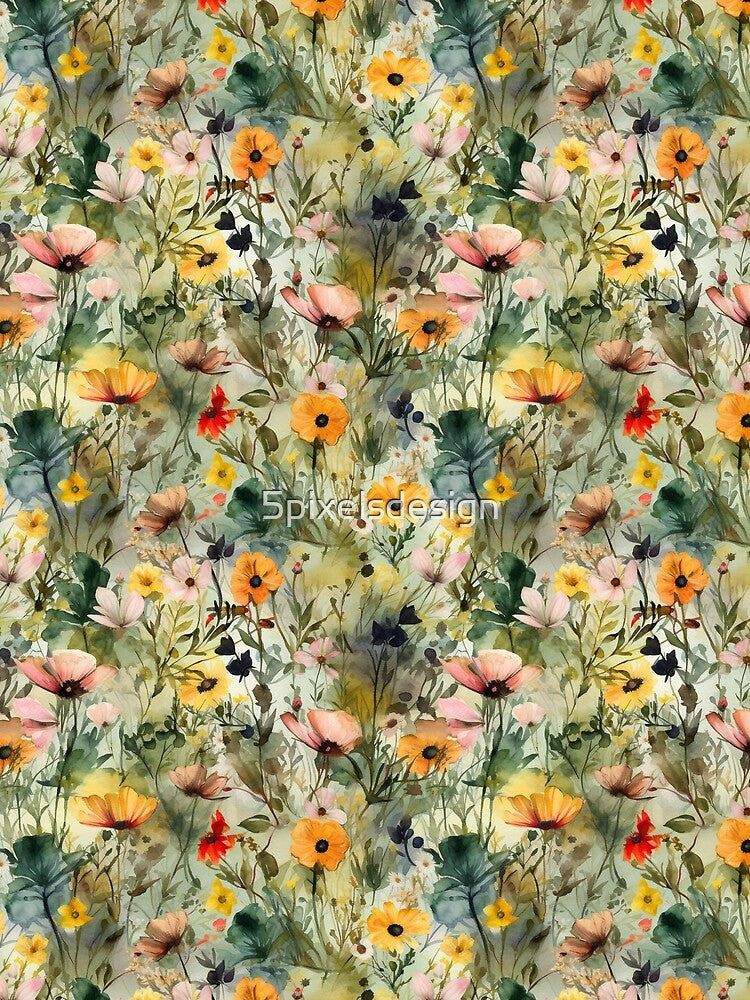 "Wildflower Wonderland" - A Colorful and Vibrant Floral Pattern by 5pixelsdesign