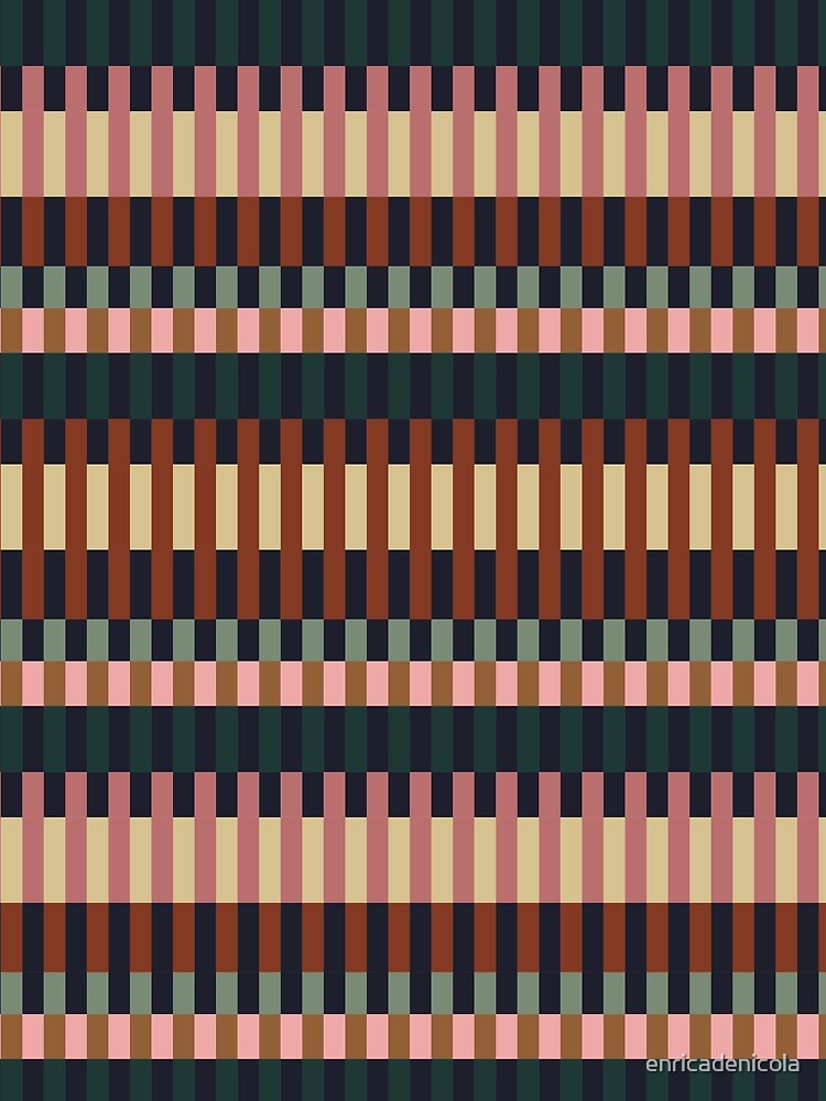 Retro Mid Mod Colorful Stripes Blocks in Earth Tones 2 by enricadenicola