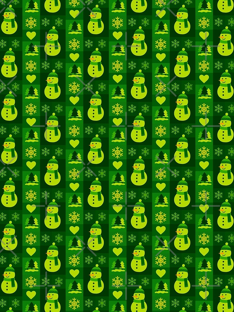 Green Christmas Snowman Seamless Pattern Design by UniqueDesign751