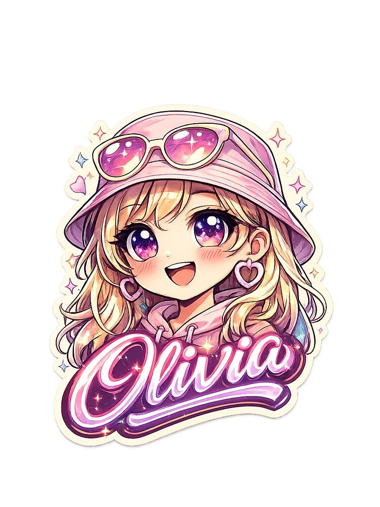 Olivia – Cute Kawaii Girl Name Mascot by AlexLineArt