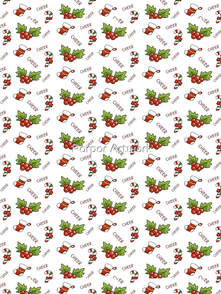 Festive Candy Cane and Stocking Pattern by Porpor Artwork