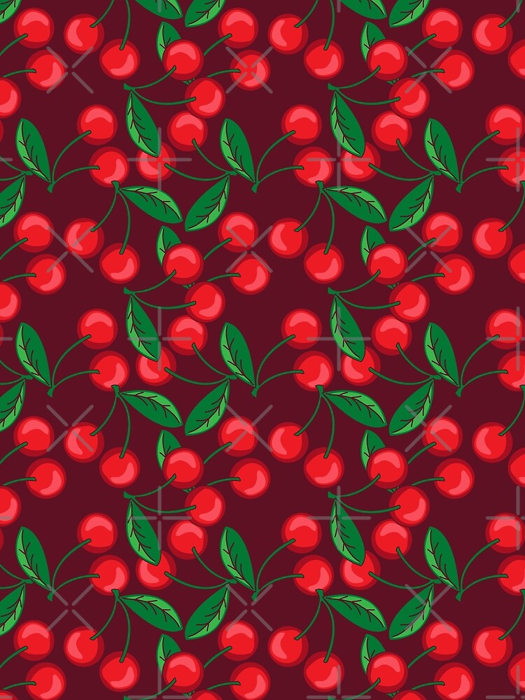 Dark Cherry Red Cherries Pattern by HotHibiscus