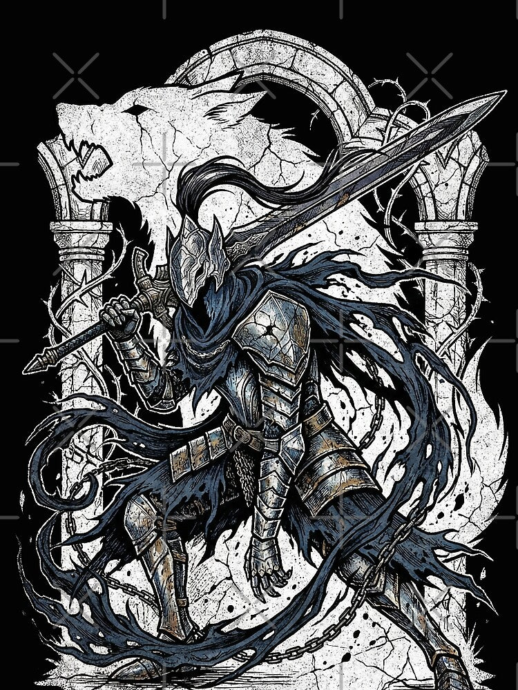 Dark Fantasy Abyss Knight Cursed Sword Wolf Sif Greatsword Fan Art Illustration by Senpaiwaves