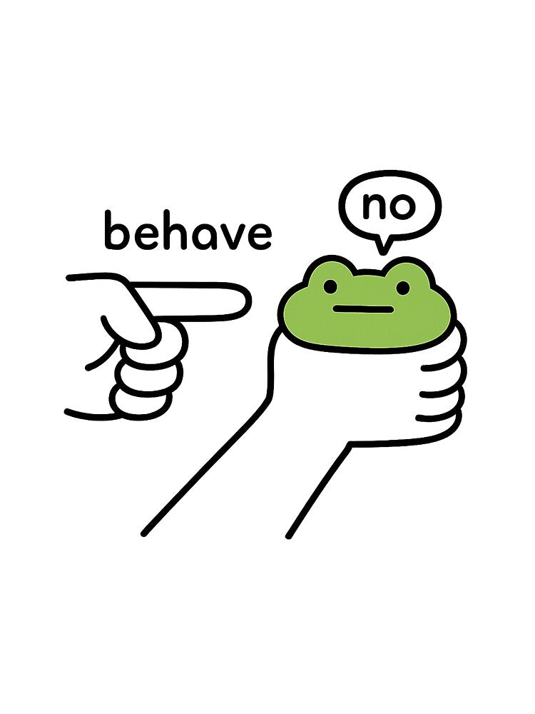Funny Stubborn Frog "No Behave" Sassy Meme Attitude by haitrieuic96