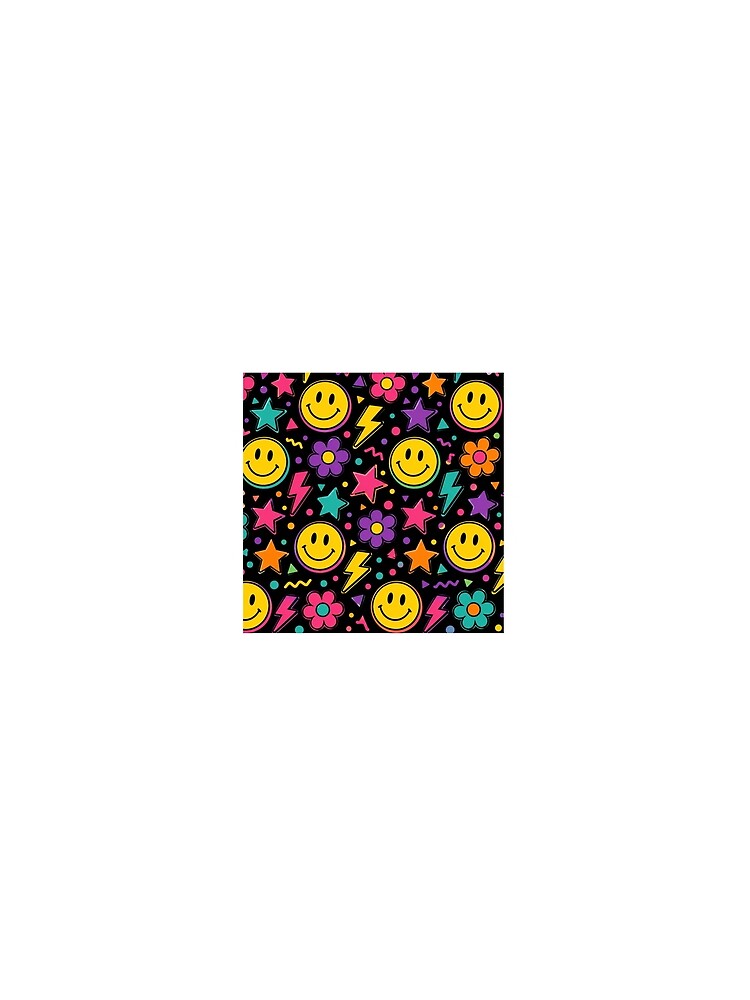 Retro Smiley face pattern | Colourful 90s Tee by TheGiggleGrid