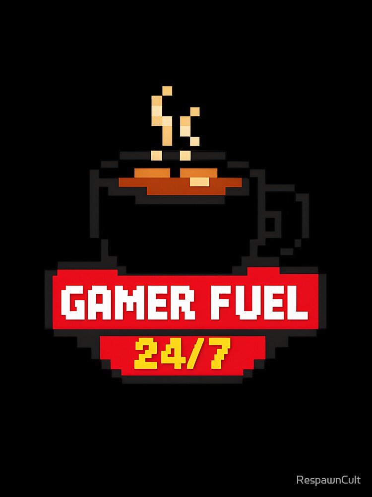 Gamer Fuel 24/7 Coffee Gamer Shirt Funny Gaming Energy Design Pixel Gamer Aesthetic by RespawnCult