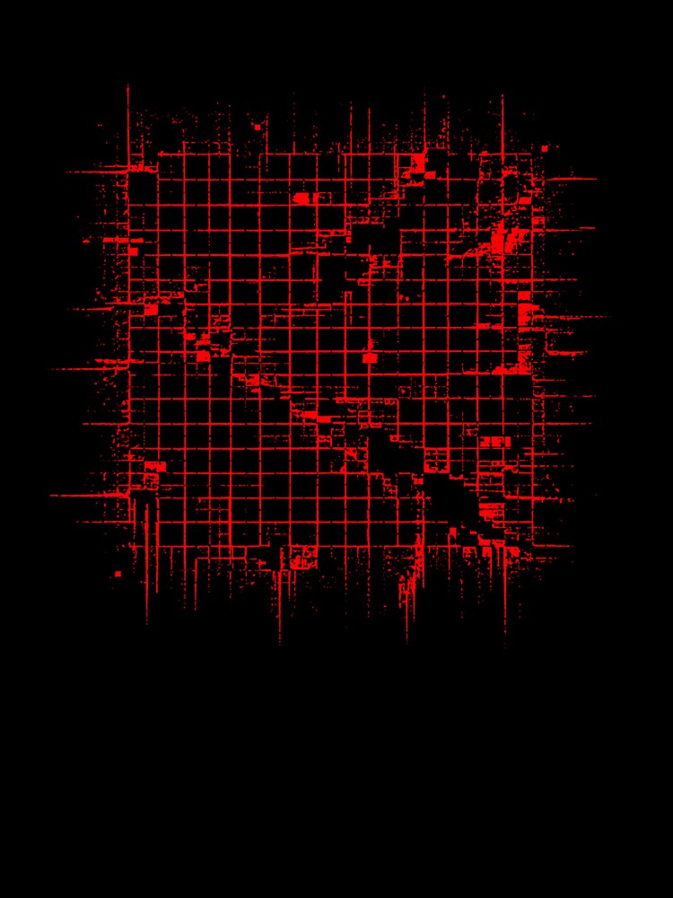 Glitch Grid Distortion Shirt – Cyberpunk Red Abstract Matrix Design by UnglaublichGut