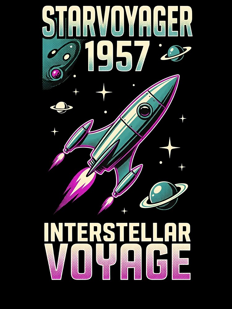 Starvoyager 1957 Retro Rocket - Vintage Space Travel Poster - Interstellar Voyage by Void and Neon