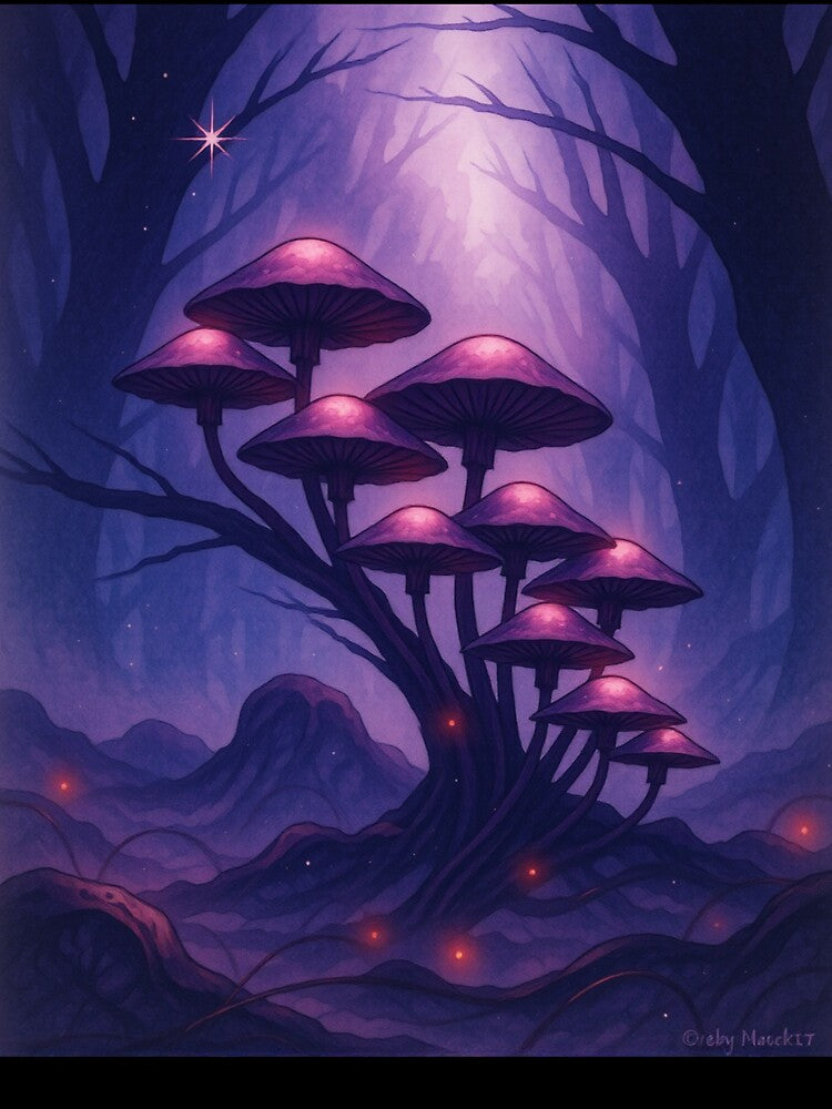 Luminescent Purple Mushroom Grove by The Rogue Mark