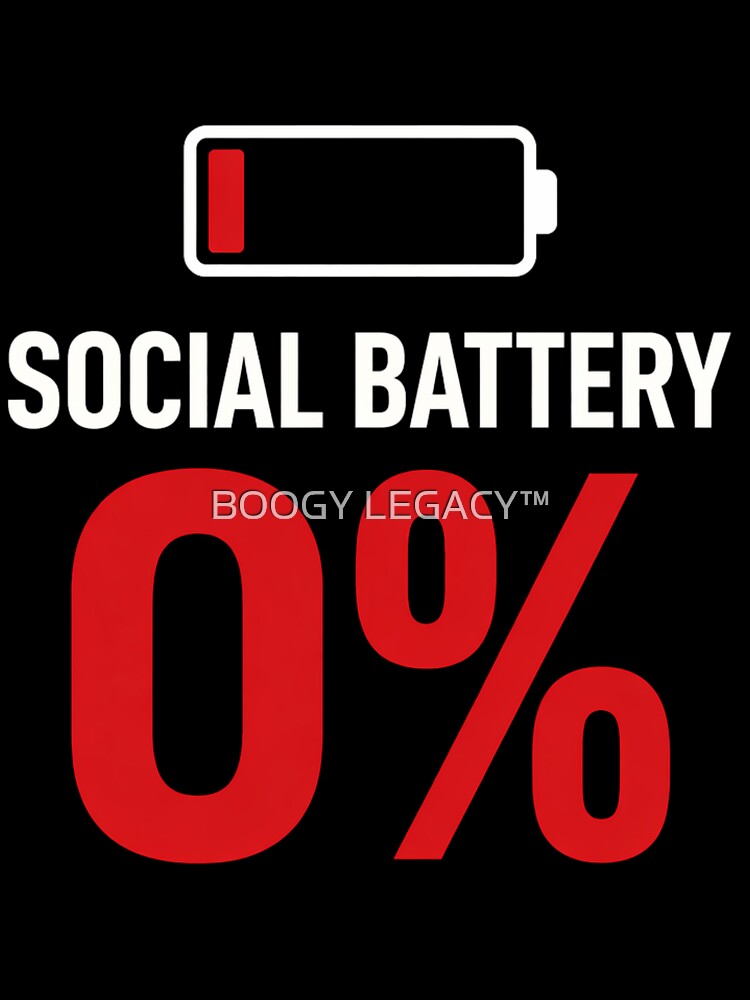 Social Battery 0% – Introvert Humor Minimalist Funny Low Energy Shirt by BOOGY LEGACY™