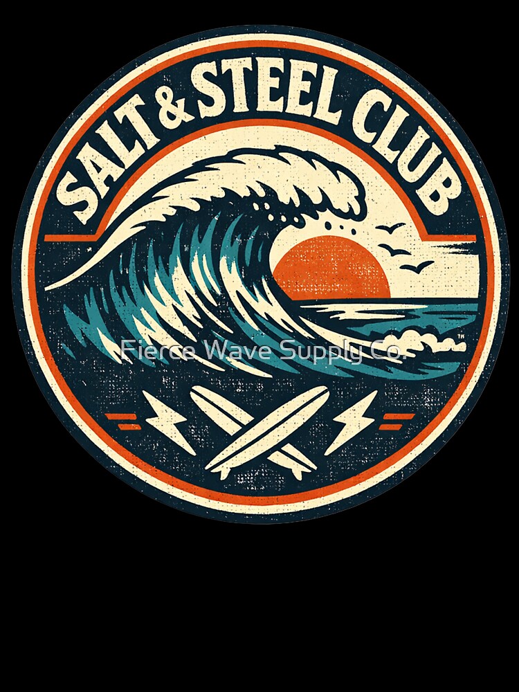 Salt & Steel Club Surf Sticker – Vintage Gulf Coast Wave Decal by Fierce Wave Supply Co.