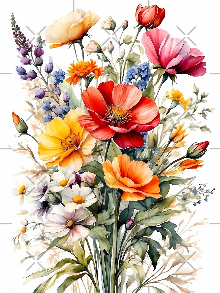 colorful bouquet watercolor Painting by Chicandcool