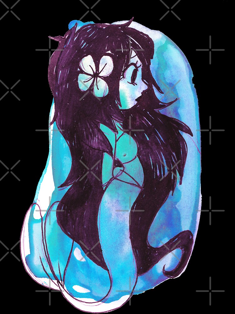Blue Watercolor Mermaid by SaradaBoru