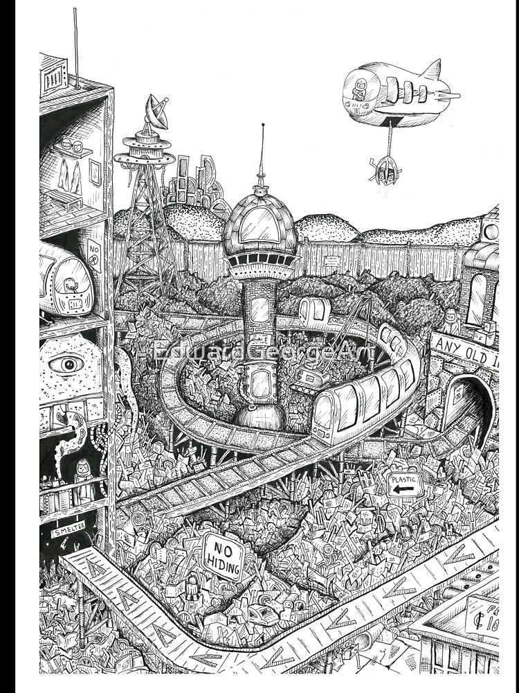 Alien scrapyard with lost soul by EdwardGeorgeArt