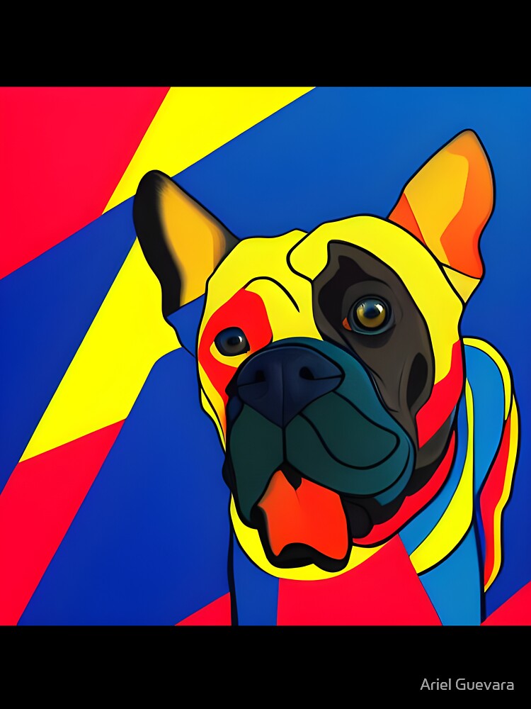Retro Frenchie bulldog Art by Ariel Guevara