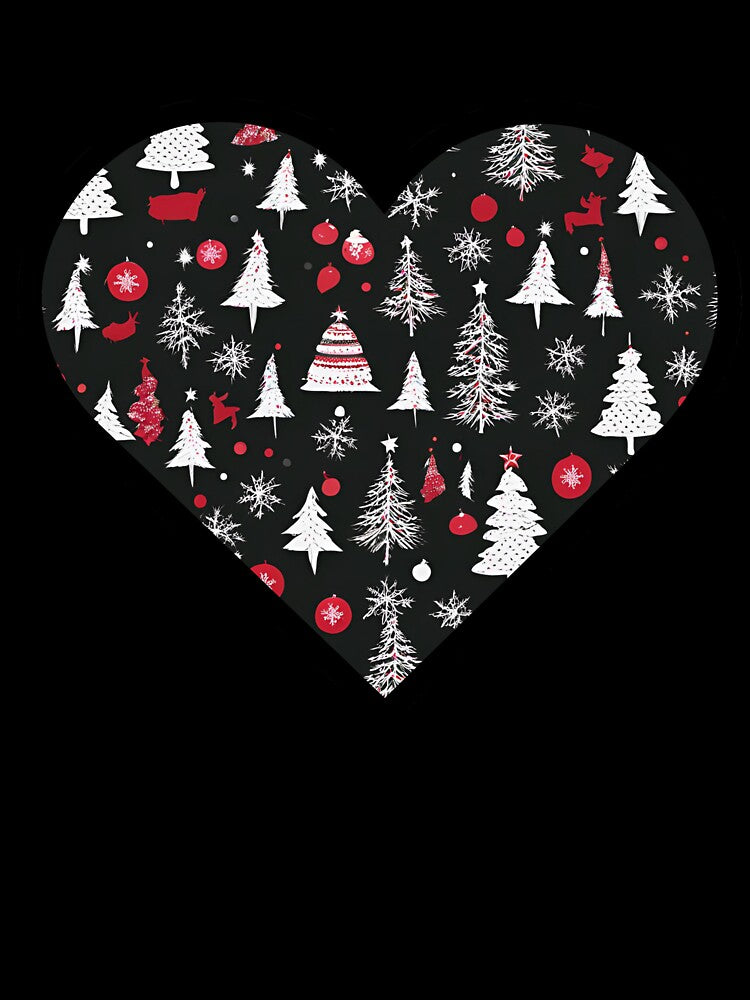 Holiday Heart - Black Christmas Patterned Heart by ha11e11
