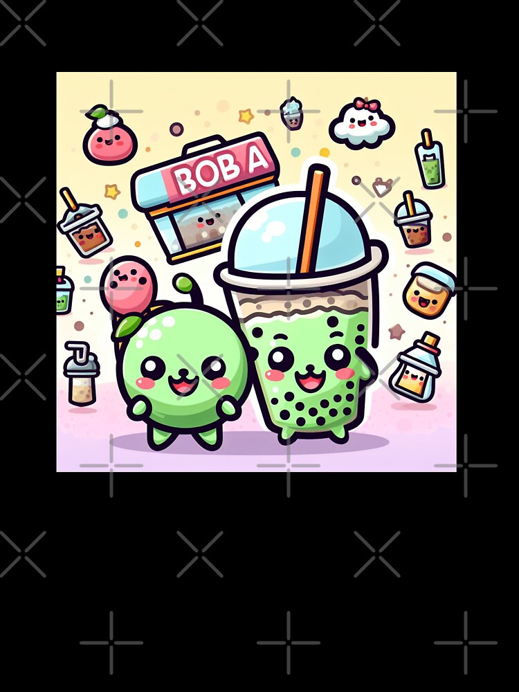 Bubble tea party with a Boba shop full background stickers and more by SaraDatCool