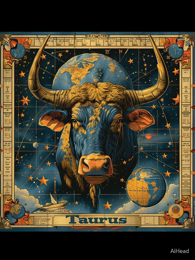 Vintage SciFi Style Taurus Zodiac Sign by AiHead