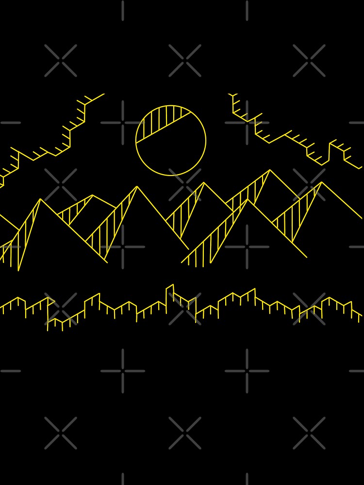 Mountain Geometry with Moon/Sun yellow by CreativeSpiral