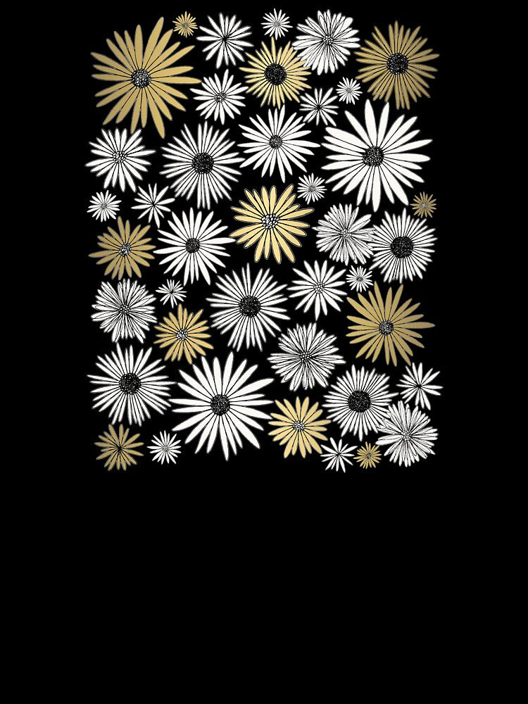 Daisy Pattern - Black and Gold by Chrystel L Art