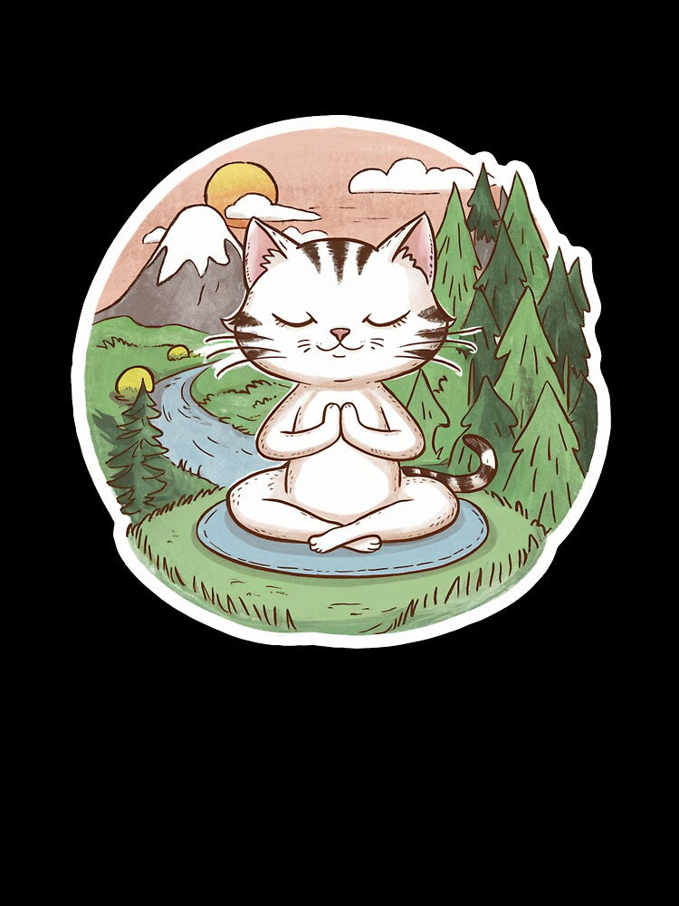 Meditating cat in moutains by canvadreamer444