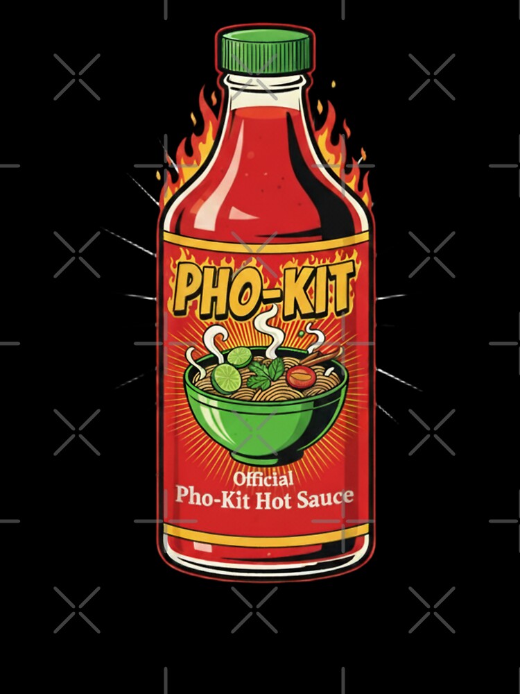 Official Pho-Kit Hot Sauce Bottle Funny by Oommen Studio