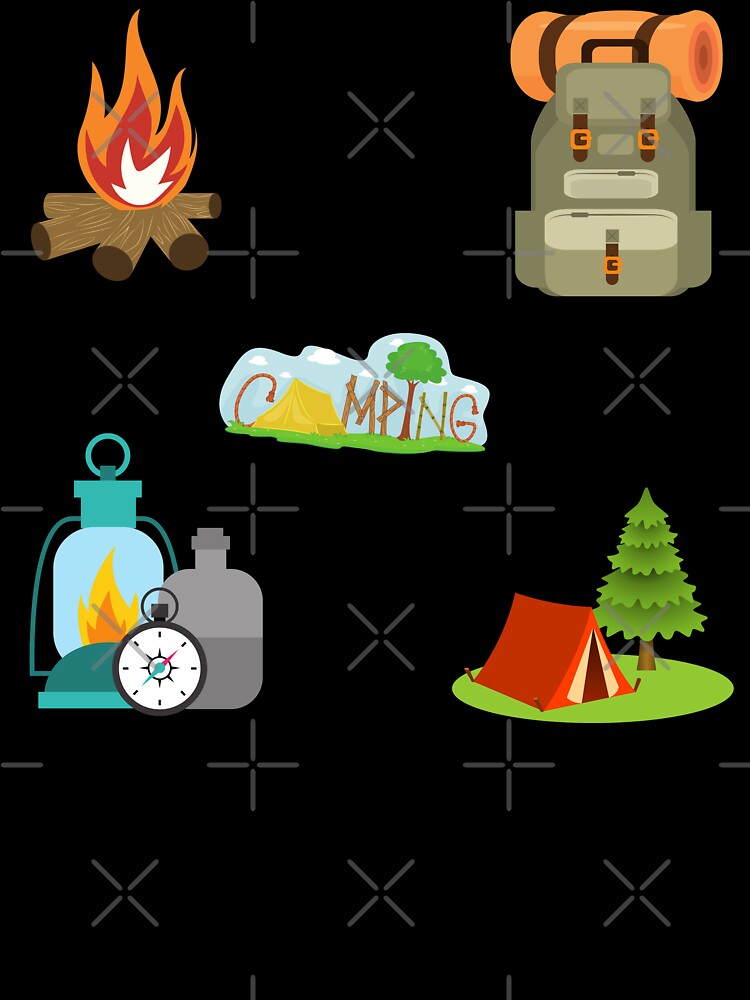 Camping Campfire Backpack Tent Gear Stickerpack by Web CreationsNL