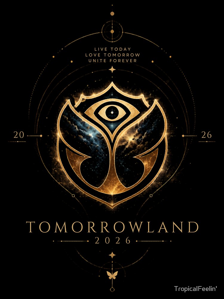 Tomorrowland 2026 Cosmic Gold Logo Design | Live Today Love Tomorrow Unite Forever | EDM Festival Shirt by TropicalFeelin'