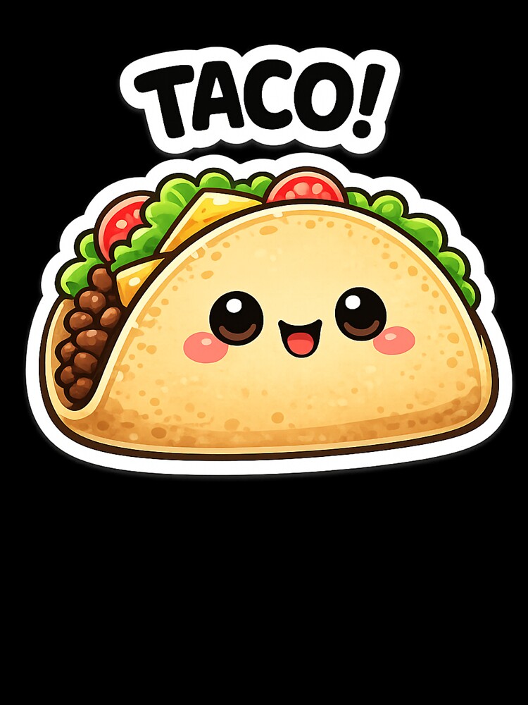 Smiling Taco with Toppings Cute Mexican Food Sticker by LongIslandDesgn