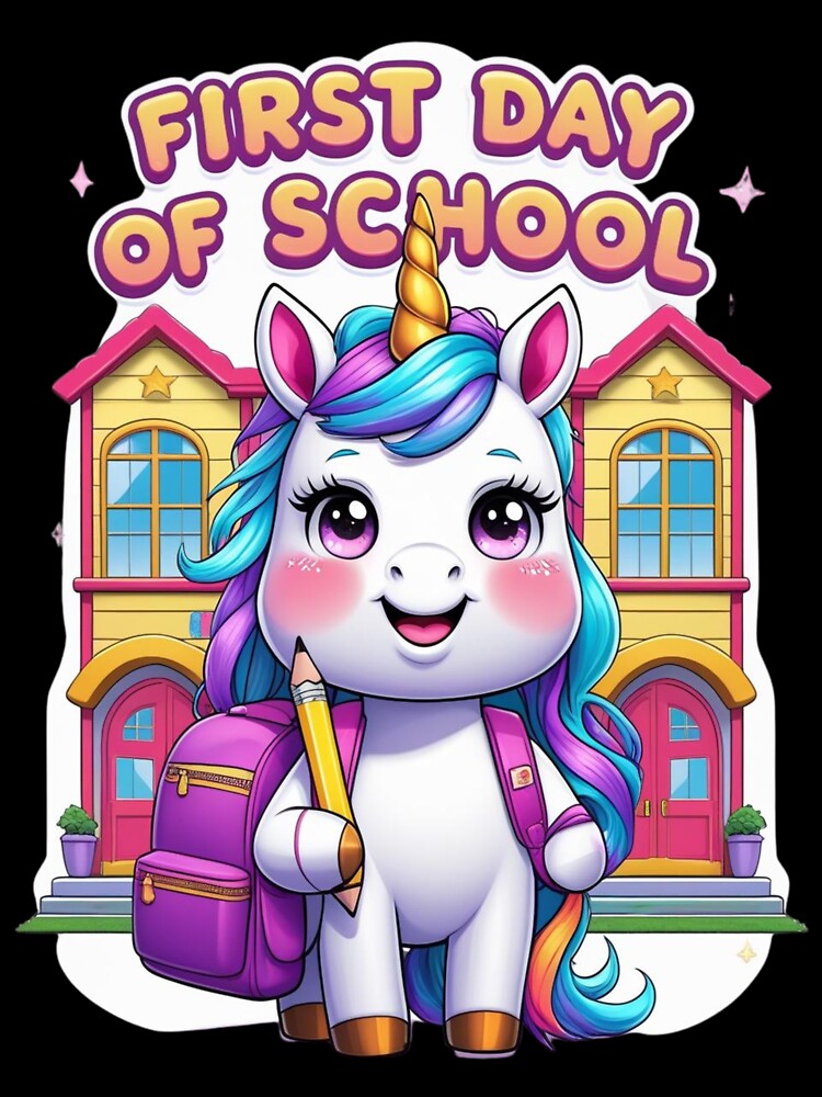 First Day of School – Cute Unicorn Back to School Design for Kids by SnoyTextil
