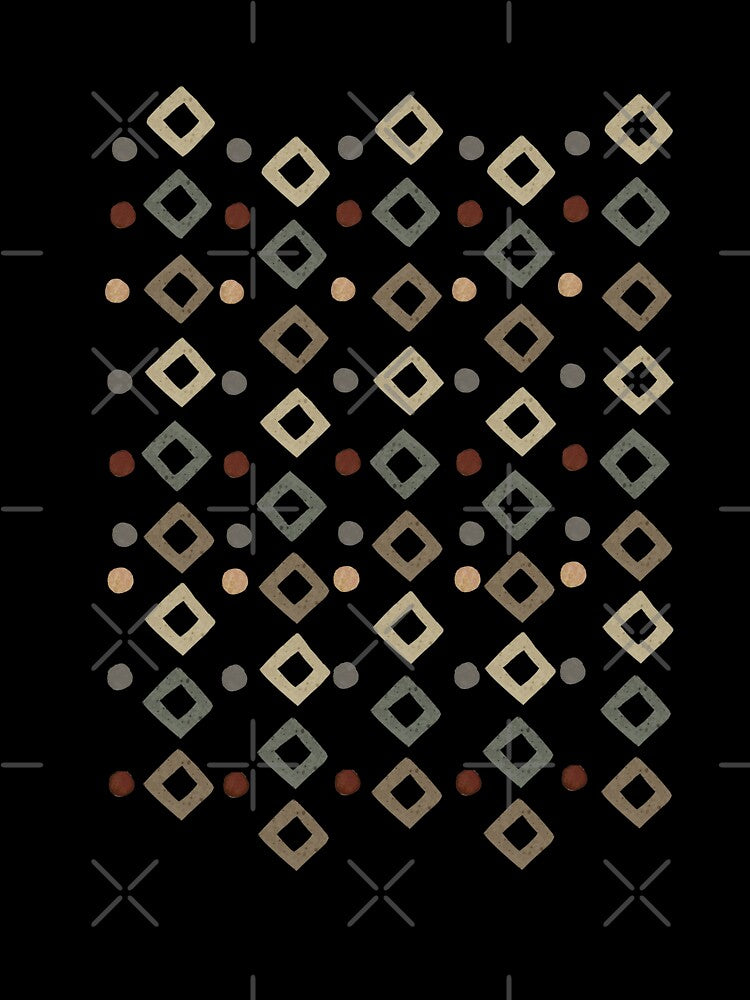 Primitive earthtone geometric stripe design by Sue Zipkin