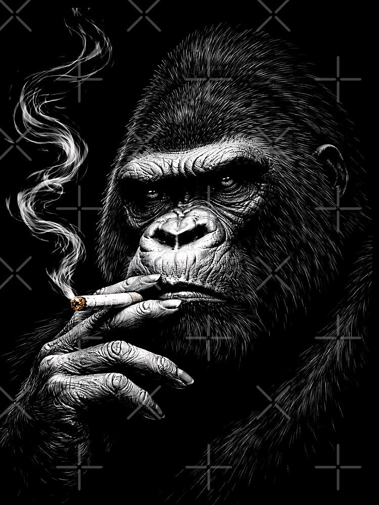 Gorilla Smoking Cigar Minimalist Design Monochromatic by BeaverFriends