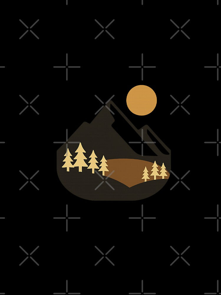 Retro Mountain Landscape – Minimalist Nature Illustration by LunarBones